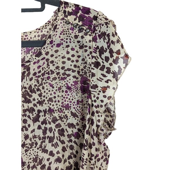 Belle Du Jour Women size XL Purple Sheer Rave Flutter Ruffle Disco Flowy Dress - Picture 5 of 15